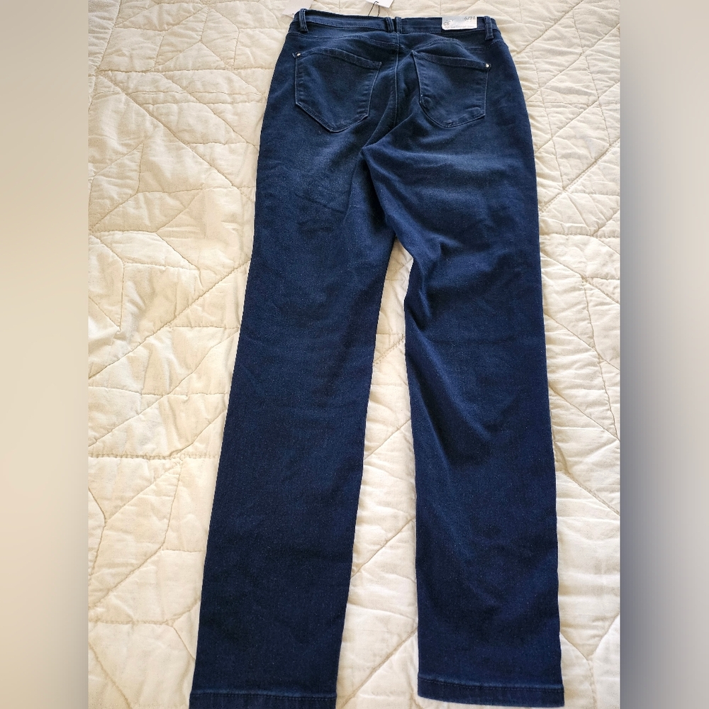 Curve Appeal High Rise Essential Skinny Jeans With Rhinestone Snap Ankles - Picture 2 of 12